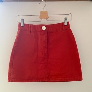 red cotton mini skirt